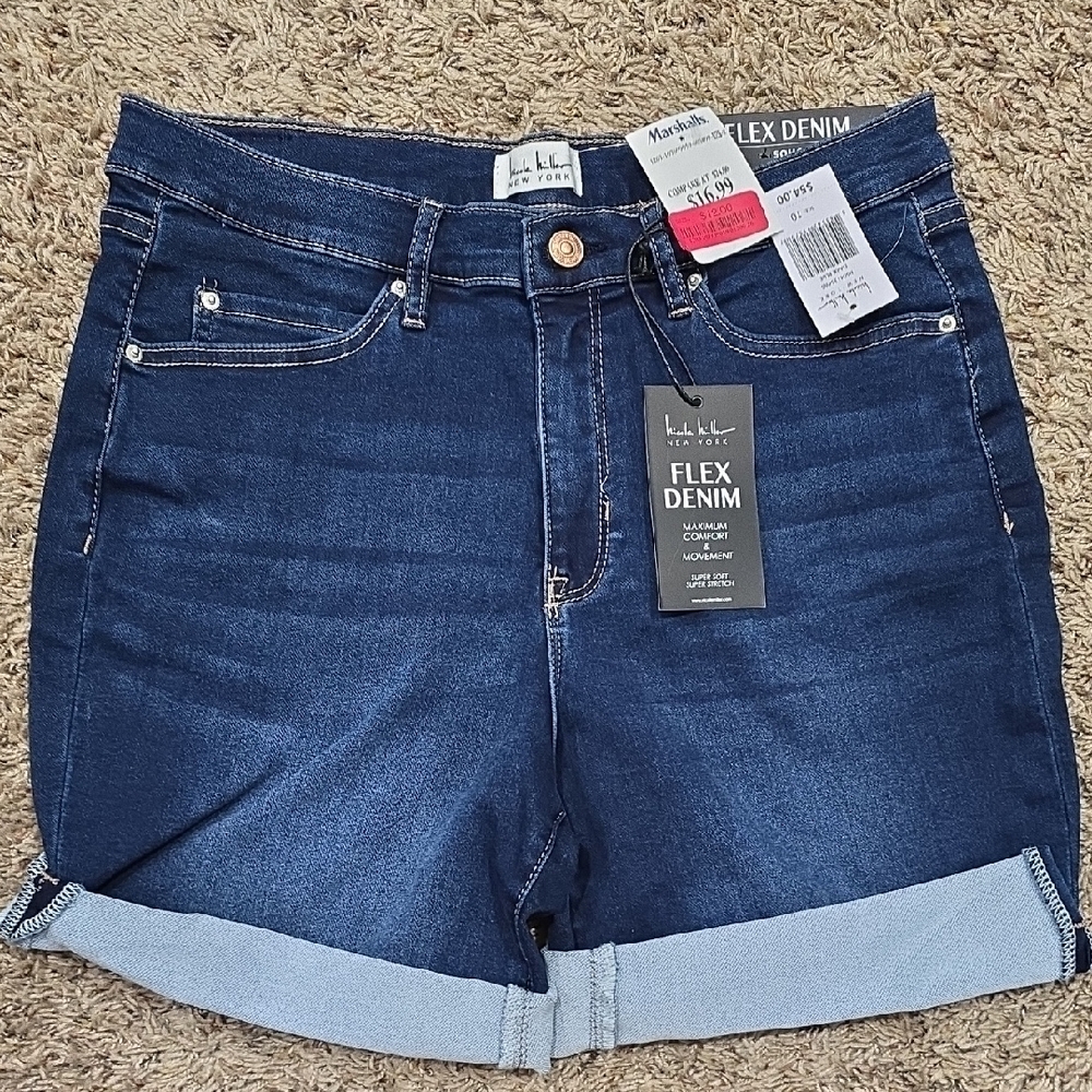 Nicole by Nicole Miller Blue Jean Shorts Rolled Hem